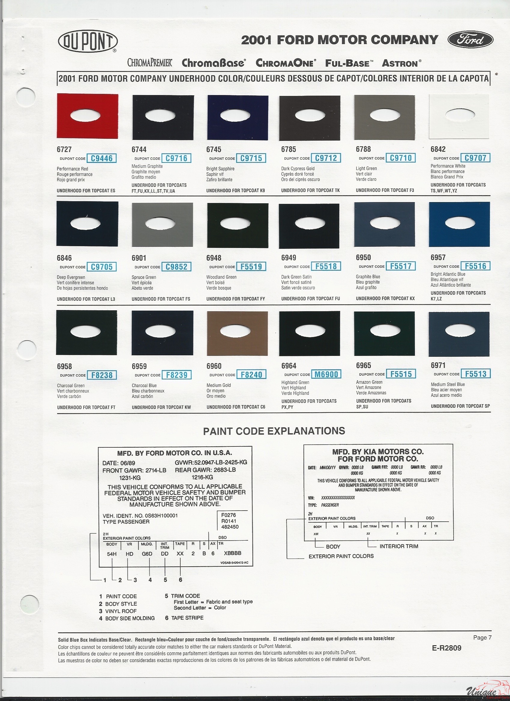2001 Ford-6 Paint Charts